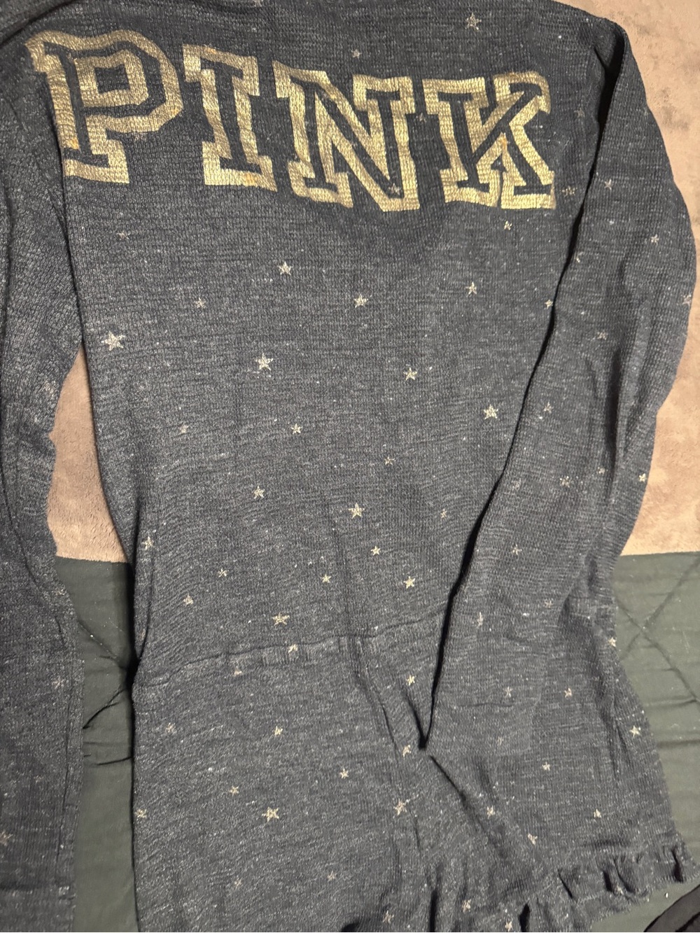 PINK Victoria's Secret Navy Star-Print Long-Sleeve Pajama Romper